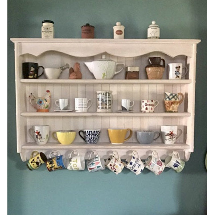 Rosalind Wheeler Cyntoria 4 Piece Solid Wood Accent Shelf with Hooks